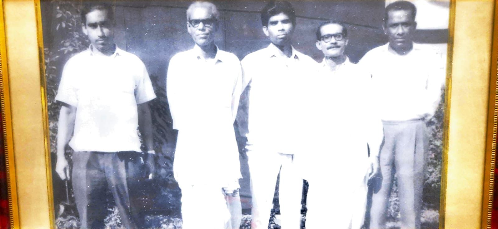 From left: Samir Kumar Chowdhury (founder, ex‑asst. gen. sec.), Ashok Kumar Ghosh (ex‑gen. sec.), Suprasanna Adhikari (ex‑cricket sec., CAB rep.), Samir Sinha (architect, CAB rep.), Rajendra Nath Ghosh (long‑time member since inception).